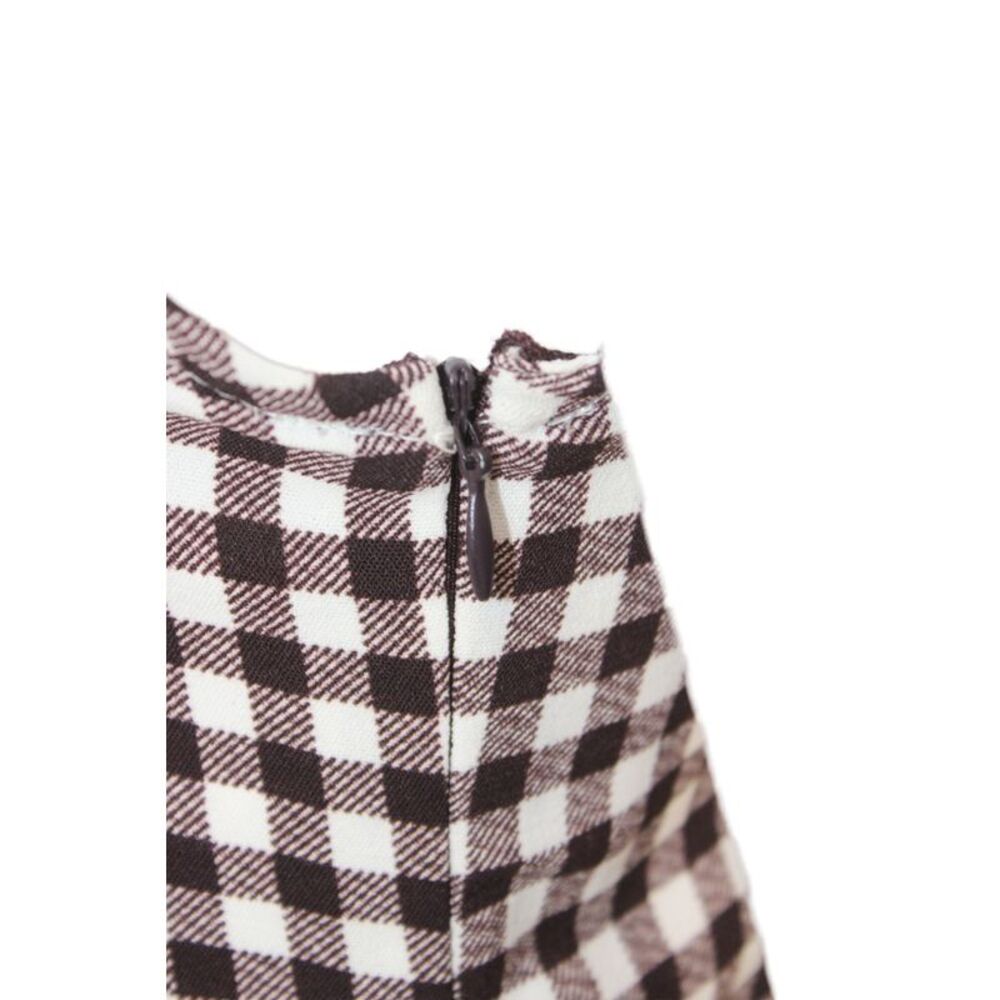 Zara Womens A-Line Gingham Midi Dress Brown Square Neck Sleeveless Zip Size M - Picture 4 of 5